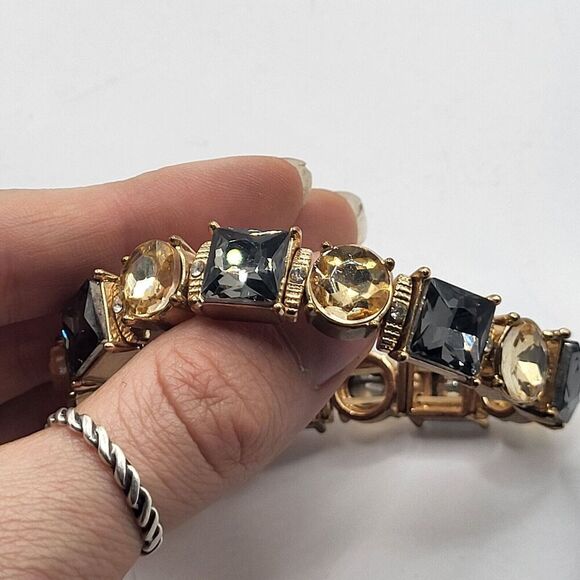 Chunky Bohemian Stretchy Rhinestone Bracelet 7.2in - Picture 2 of 7